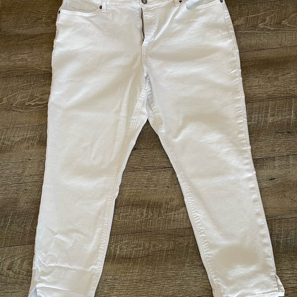 White Ankle Cropped Jeans Crisp Denim